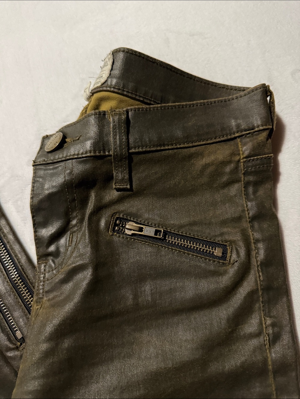 Current/Elliott faux leather brown skinny ankle zipper - Picture 3 of 6
